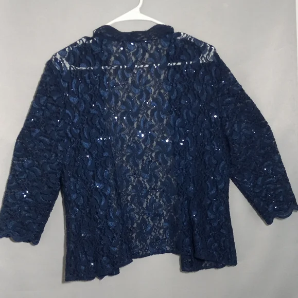 Alex Evenings 14 Petite Blue Lace Blouse - Picture 4 of 4